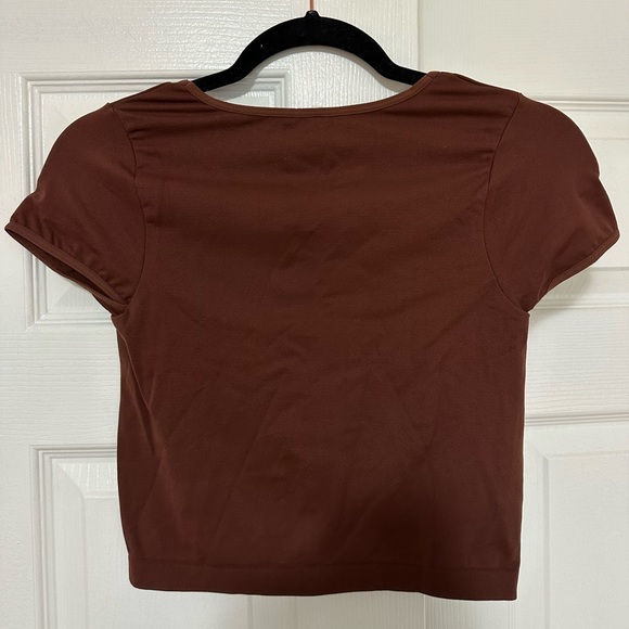 NWT Free People Intimately Cap Sleeve Seamless Cami / Crop Top Cappuccino Brown - Picture 6 of 7
